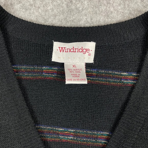 VTG Windridge Vest Mens XL Black Wool Acrylic Geometric Sweater‎ Knitwear - Picture 3 of 8